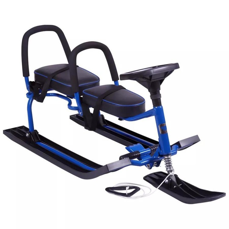 Снегокат детский 503 TWINS BABY со спинкой для двоих синий — картинка 4