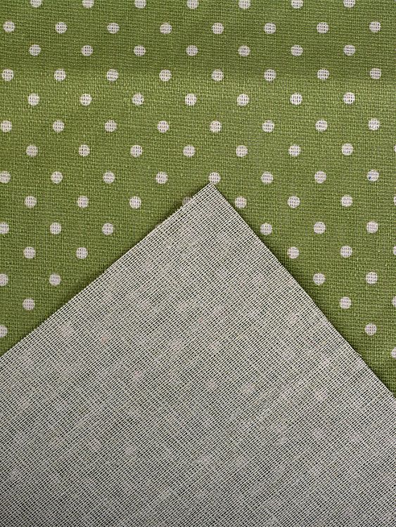 Ткань лен, 140 г/м², 30% лен, 70% хлопок, 3 м, ширина 150 см, цвет: салатовый, принт, TBY — картинка 4