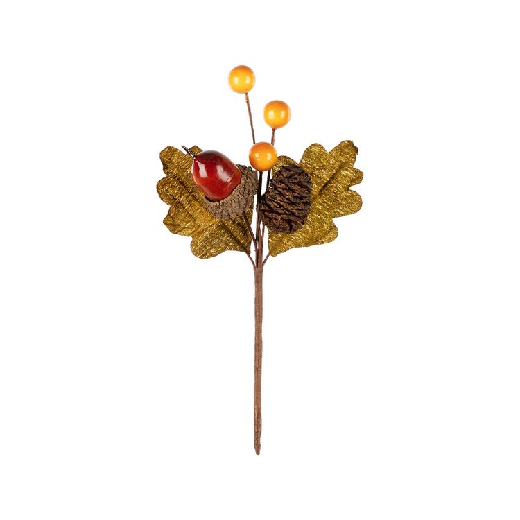 Декоративные элементы «Веточка с ягодами, желудем и шишкой», 13 см, 1 шт., Blumentag