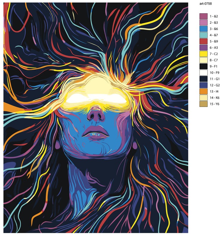 Картина по номерам Яркая девушка в стиле психоделия — картинка 2