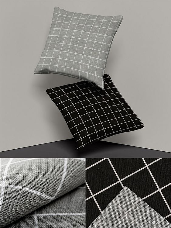 Ткань льняная, 1 м x 150 см, 140 г/м², цвет: черный, клетка, TBY — картинка 7