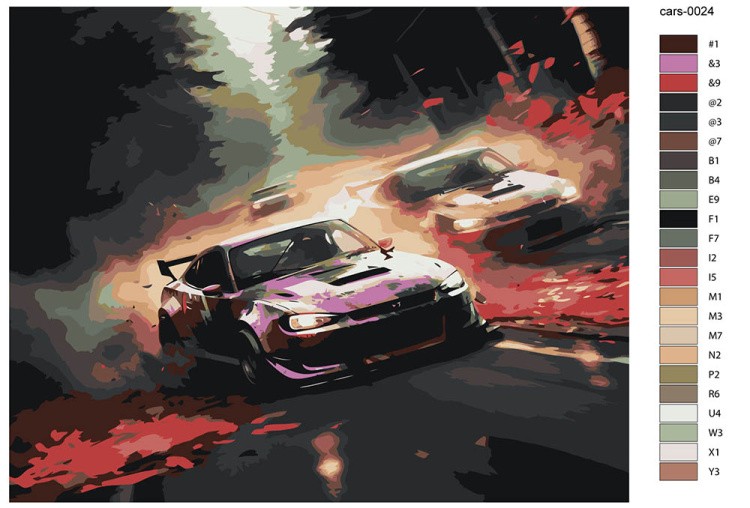 Картина по номерам «Машины: Гонка на лесной трассе» — картинка 2