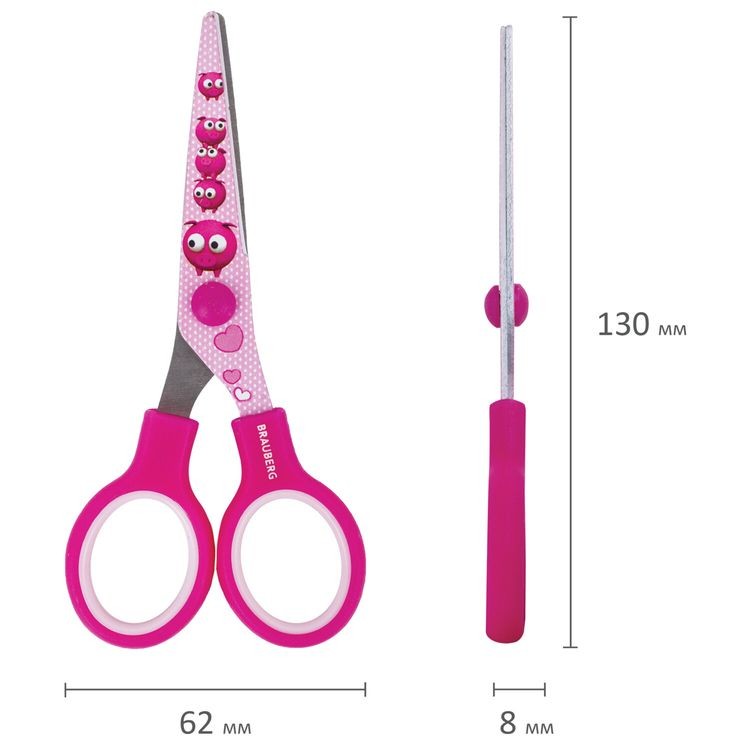 Ножницы Kid Series, 13 см, с цветной печатью «Поросята», закругленные, Brauberg — картинка 5