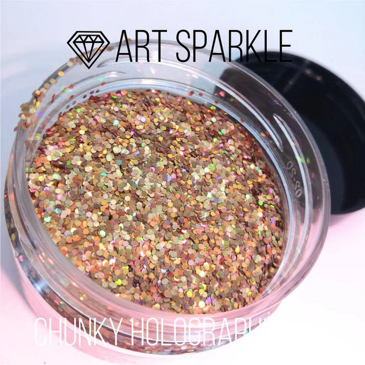 Глиттер крупный Chunky Holographic Gold, 50 г, Craftsmen.store — картинка 2