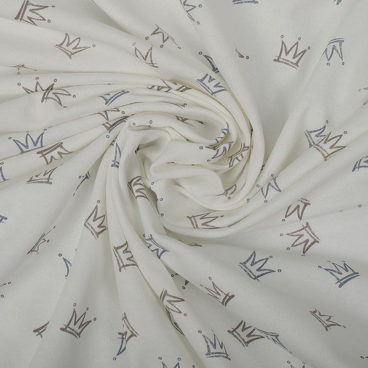 Ткань трикотаж Футер 2х нитка, начес, с лайкрой, 6 м, ширина 200 см, цвет: белый/серый, TBY — картинка 4