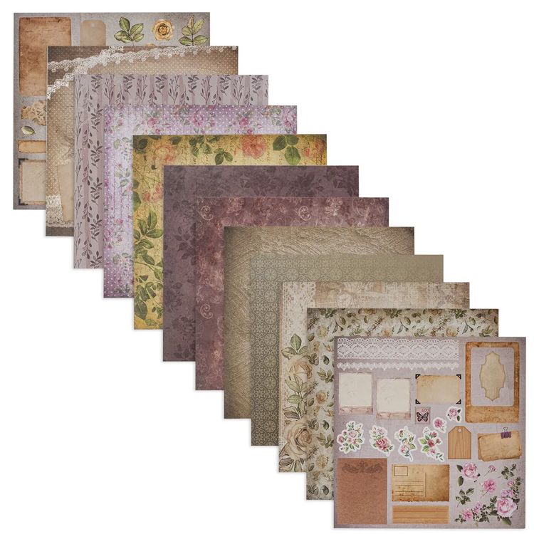 Бумага для скрапбукинга 15х15 см «Винтаж», 12 дизайнов — картинка 2