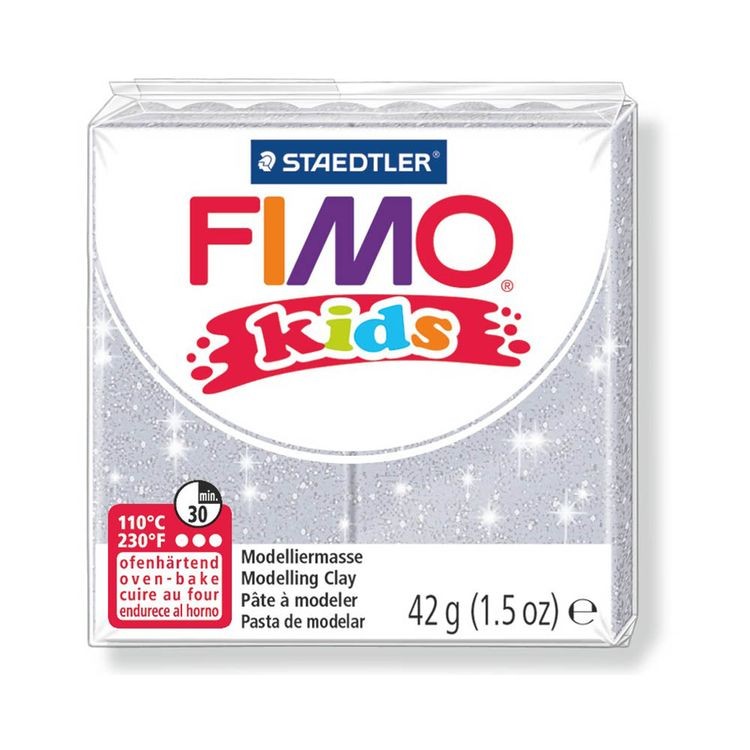 Полимерная глина FIMO Kids, цвет: блестящий серебряный, 42 г