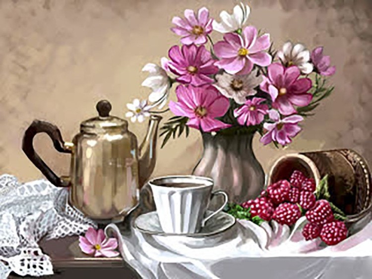 Алмазная вышивка «Чай с малиной» — картинка 2
