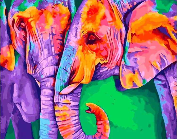 Картина по номерам «Любящие слоны»