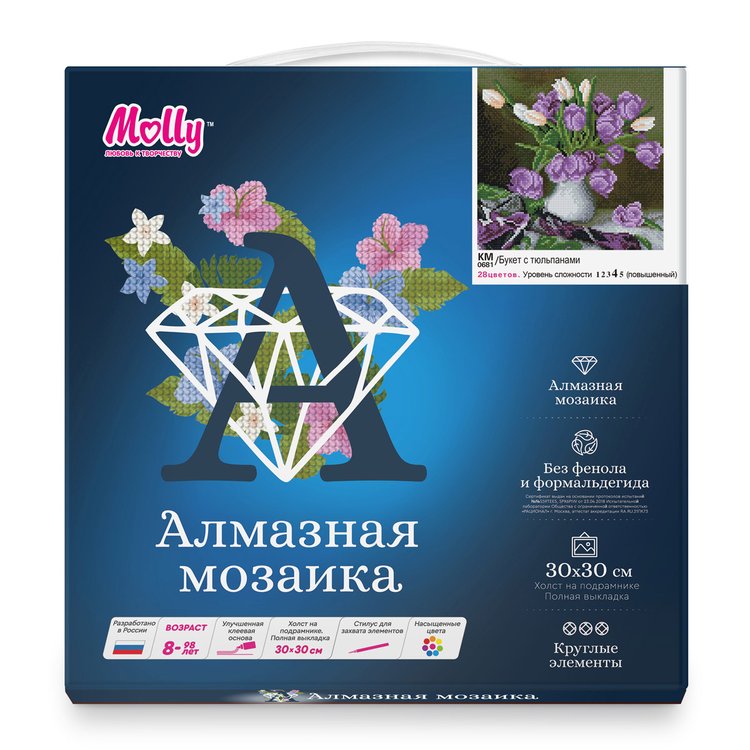 Алмазная вышивка «Букет с тюльпанами» — картинка 2