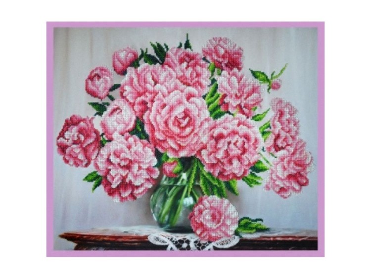 Набор для вышивания бисером «Букет розовых пионов»