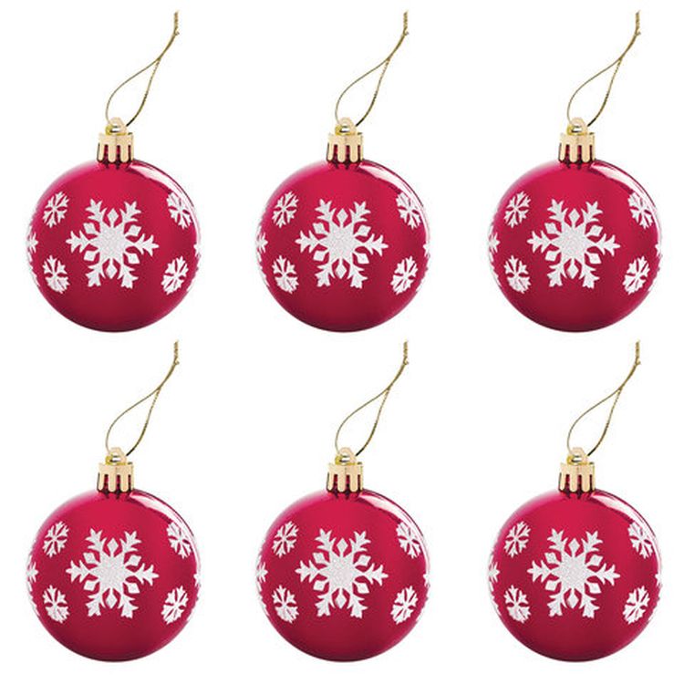 Шары елочные с узором «Красный арбуз», набор 6 шт., пластик, 6 см — картинка 3