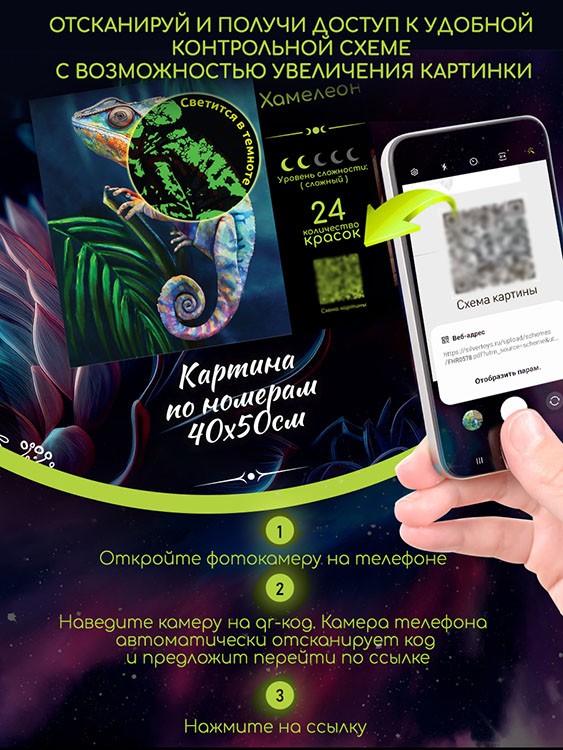 Картина по номерам со светящейся краской «Японский самурай» — картинка 8