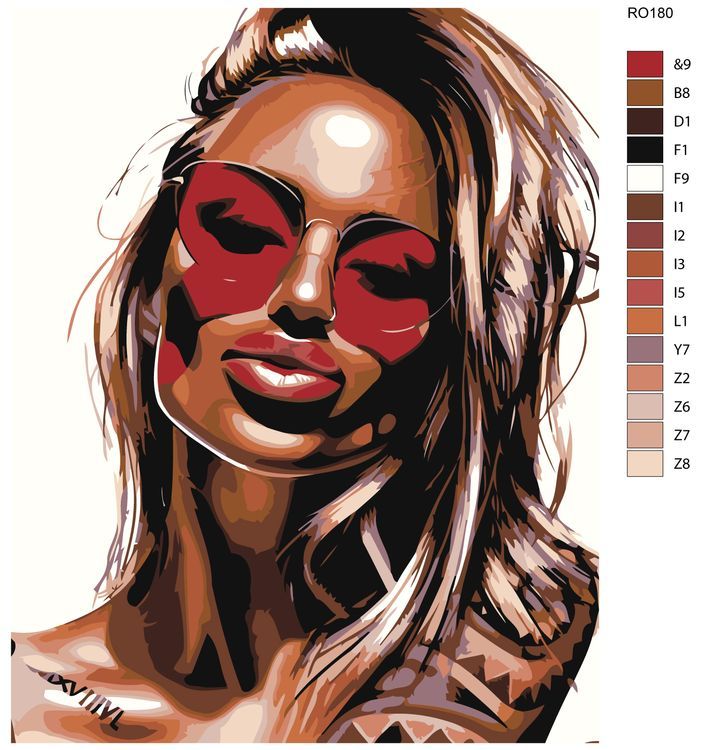 Картина по номерам «Девушка в красных очках» — картинка 2