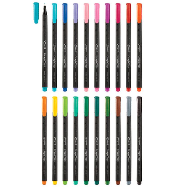 Набор капиллярных ручек (линеров) MAPED «Graph'peps» 20 шт., ассорти — картинка 3