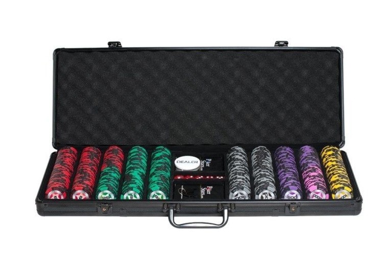 Покерный набор Black Stars, 500 фишек 14 г с номиналом в чемодане, карты пластик+ сукно — картинка 2
