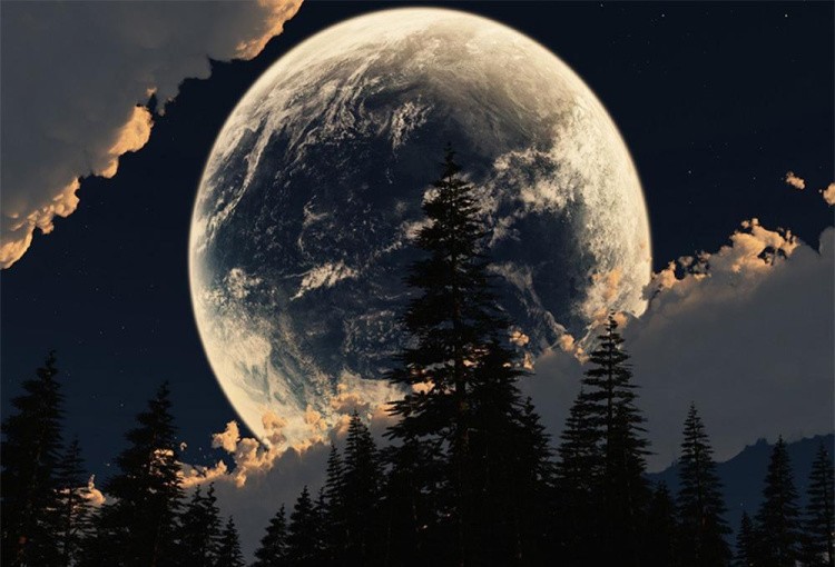 Алмазная вышивка «Луна за облаками»
