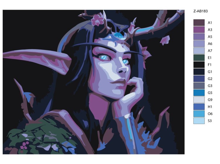 Картина по номерам «Тёмная эльфийка» — картинка 2