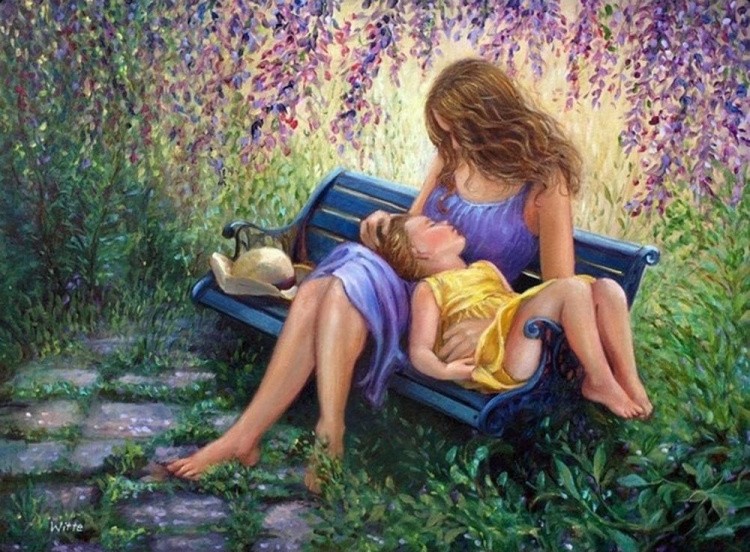 Картина по номерам «Мать с дочкой» — картинка 2