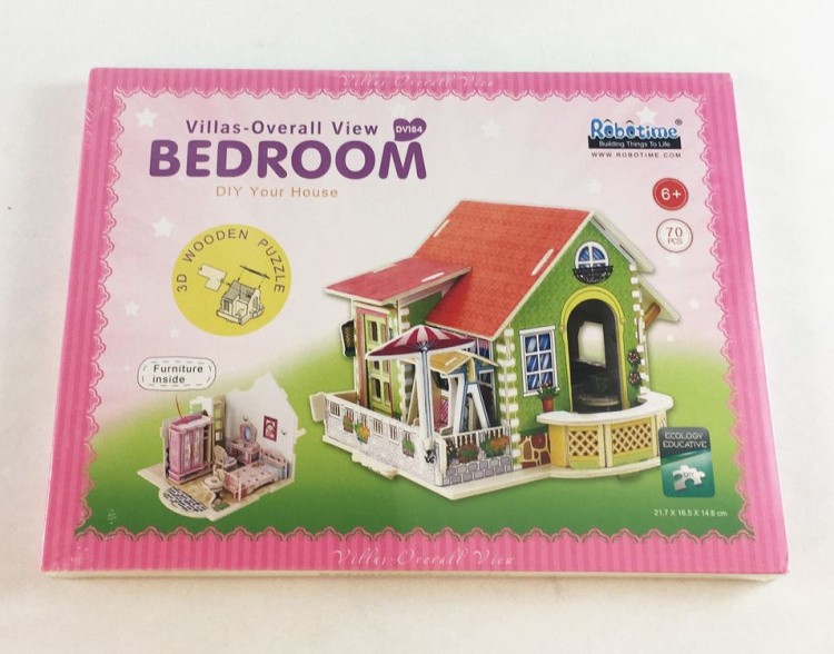 Деревянный 3D пазл Robotime «Спальня» — картинка 3