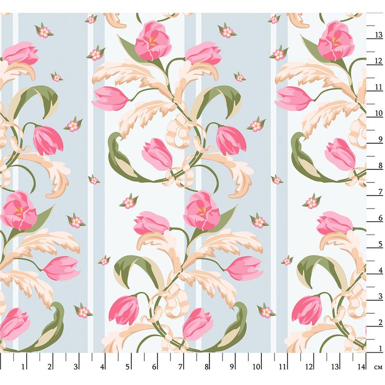 Ткань для пэчворка «ВЕСЕННИЙ ЭТЮД ПАНЕЛЬ», 60x100 см, 146 г/м2, 100% хлопок, цвет: ВЭ-05 голубой, принт, Peppy — картинка 2