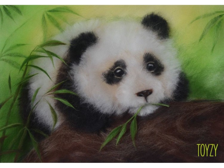 Картина шерстью «Панда»