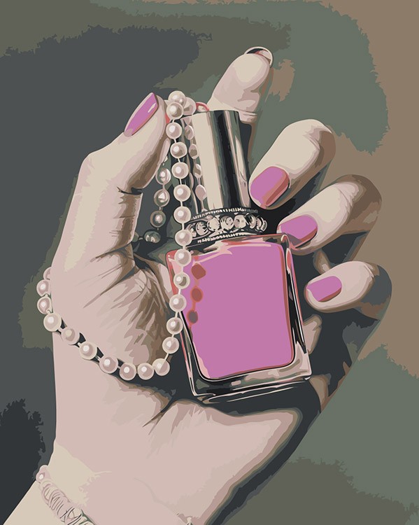 Картина по номерам «Маникюр: розовый лак и браслет 40x50»