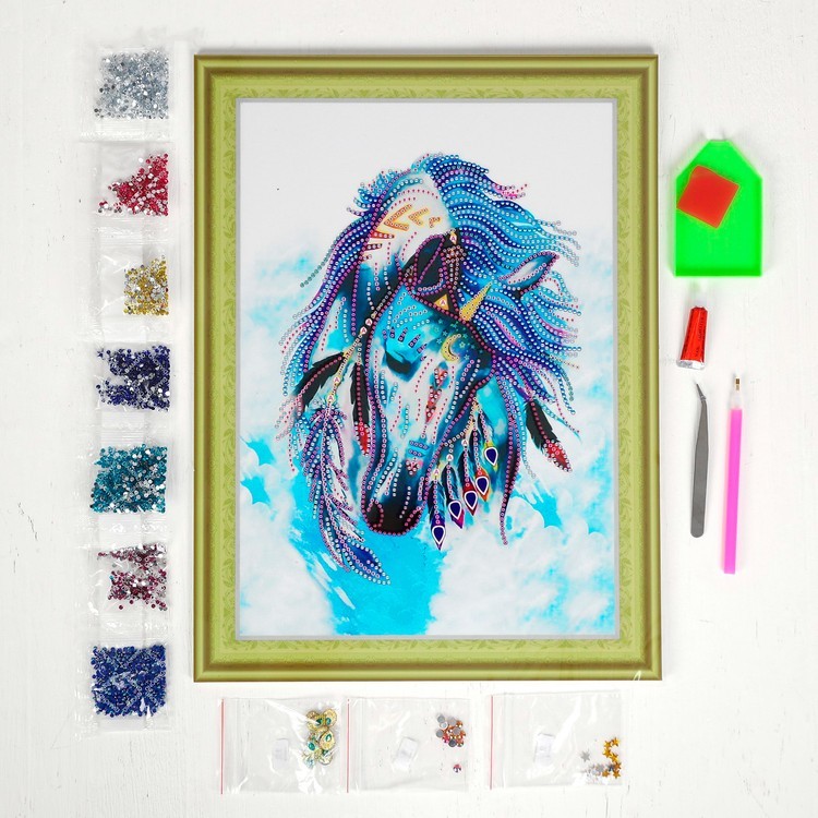 Алмазная вышивка 5D «Белая лошадь» — картинка 2