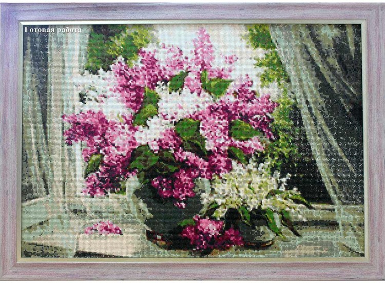 Алмазная вышивка «Сирень на окне» — картинка 3