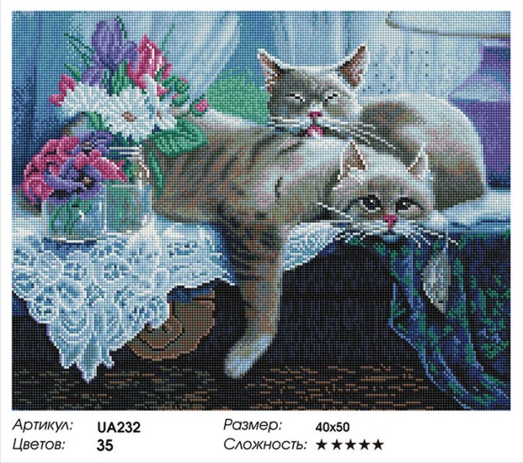 Алмазная вышивка «Кошачья любовь» — картинка 2