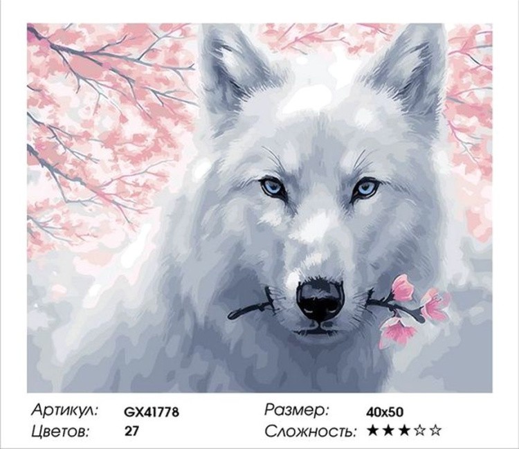 Картина по номерам «Белый волк» — картинка 2