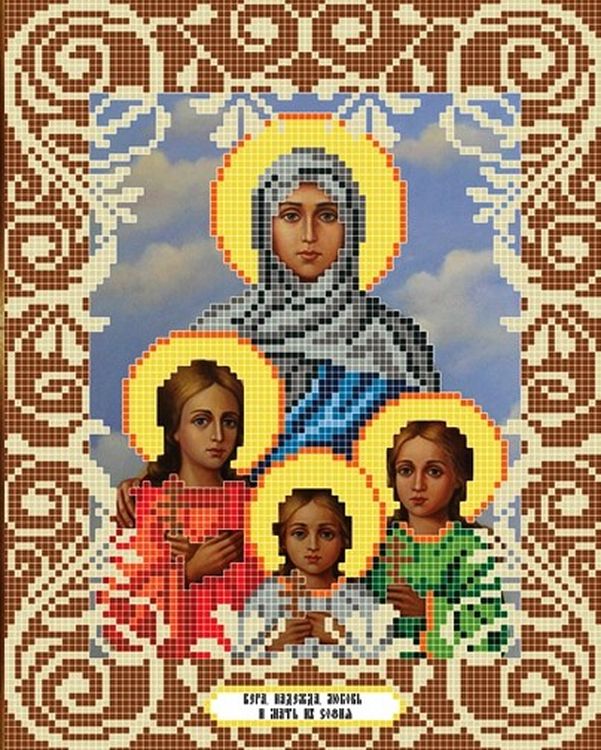Рисунок на ткани «Святые Вера, Надежда, Любовь и мать их София»