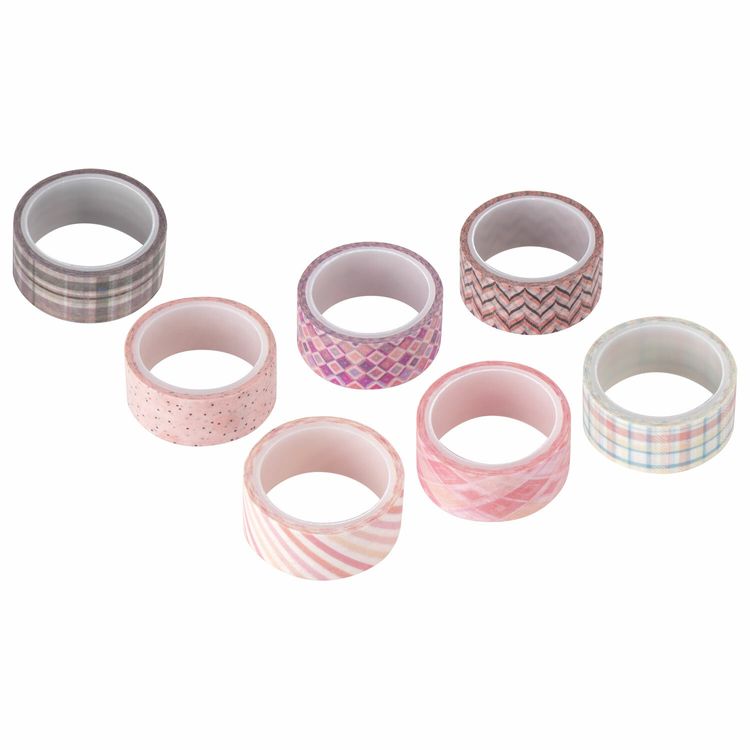 Клейкие WASHI-ленты для декора «Оттенки розового», 7 цветов, 15 мм х 3 м — картинка 3