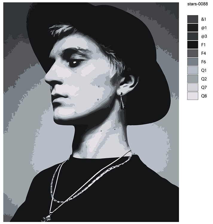 Картина по номерам «Рэпер Платина Platina: чб портрет 40x50» — картинка 2