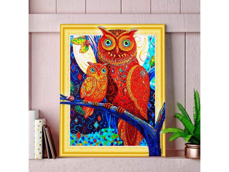 Алмазная вышивка 5D «Совушки» — картинка 3