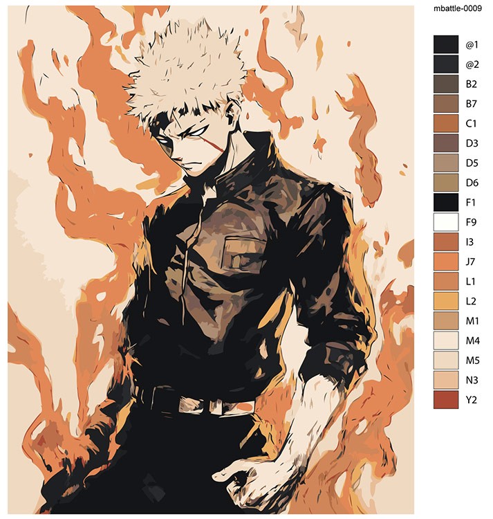 Картина по номерам «Аниме манга Магическая битва: Юдзи арт» — картинка 2