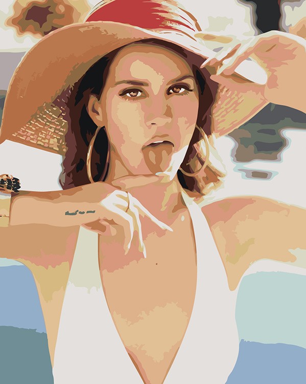 Картина по номерам «Lana Del Rey Лана Дель Рей: В шляпе»