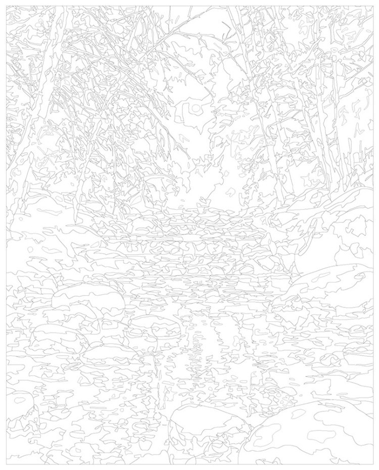 Картина по номерам Пейзаж с ручьем на закате в зимнем лесу — картинка 3