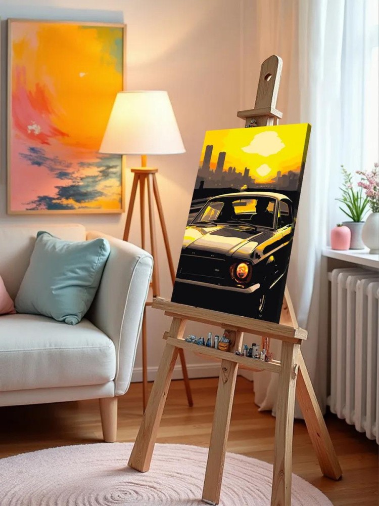 Картина по номерам, светящаяся в темноте «Машина на закате» — картинка 9