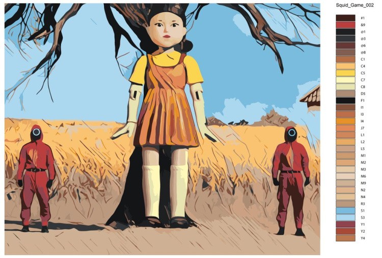 Картина по номерам «Игра в кальмара: Красный свет зеленый свет» — картинка 2