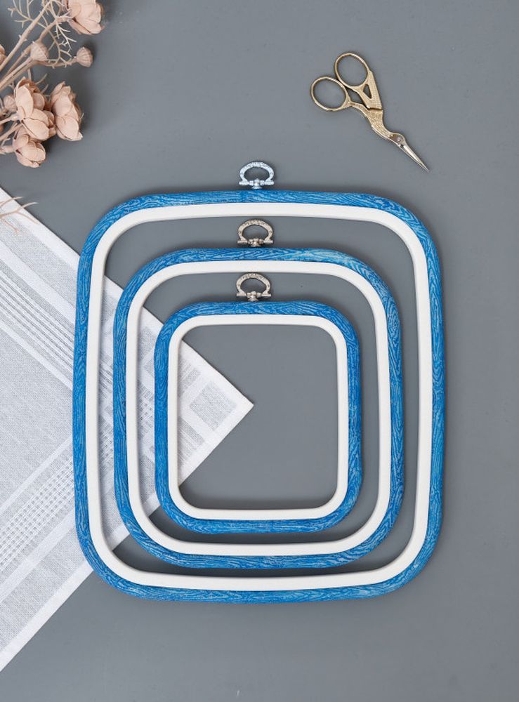 Пяльцы-рамка каучуковые 23х25 см, высота 10 мм, цвет: голубой, Nurge — картинка 3