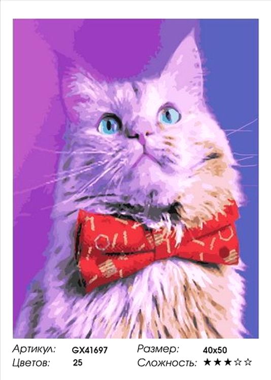 Картина по номерам «Кот с бантиком» — картинка 2