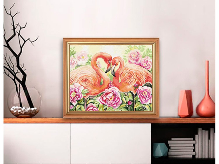 Алмазная вышивка «Фламинго в пионах» — картинка 3
