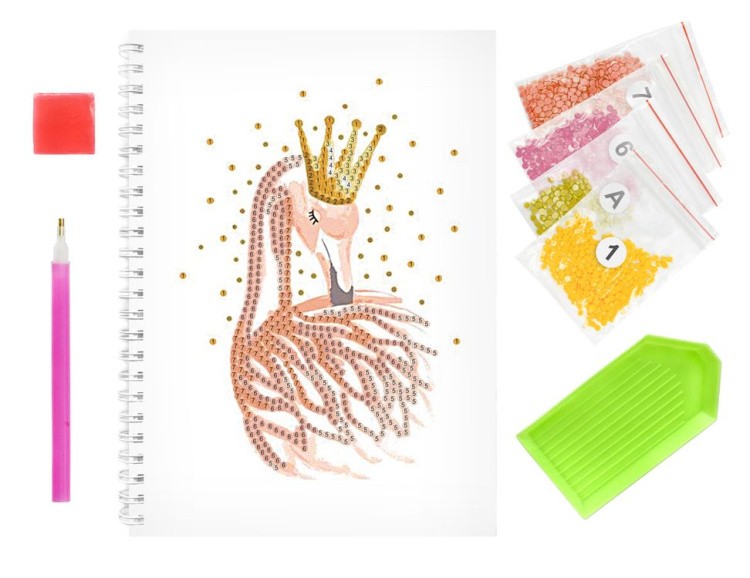 Алмазная мозаика - тетрадь «Фламинго» — картинка 6