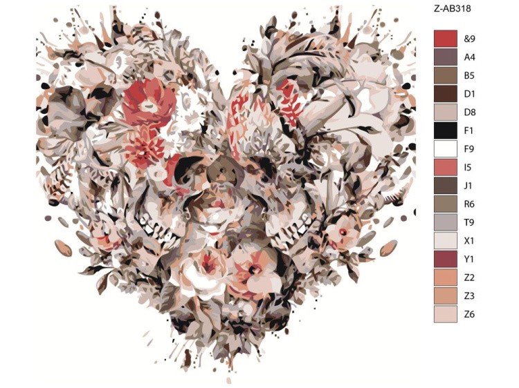 Картина по номерам «Сердце из черепов» — картинка 2