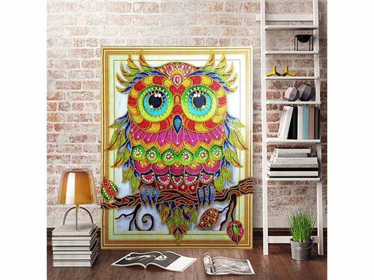 Алмазная вышивка 5D «Радужная сова» — картинка 3