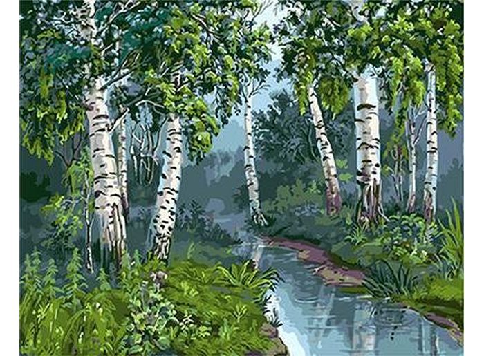 Картина по номерам «Ручей в березовой роще» — картинка 2