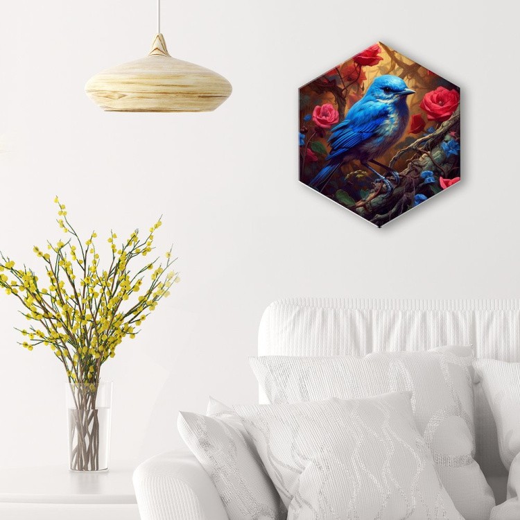 Картина по номерам с кристаллами из хрусталя Гексагон «Синяя птица удачи» — картинка 2