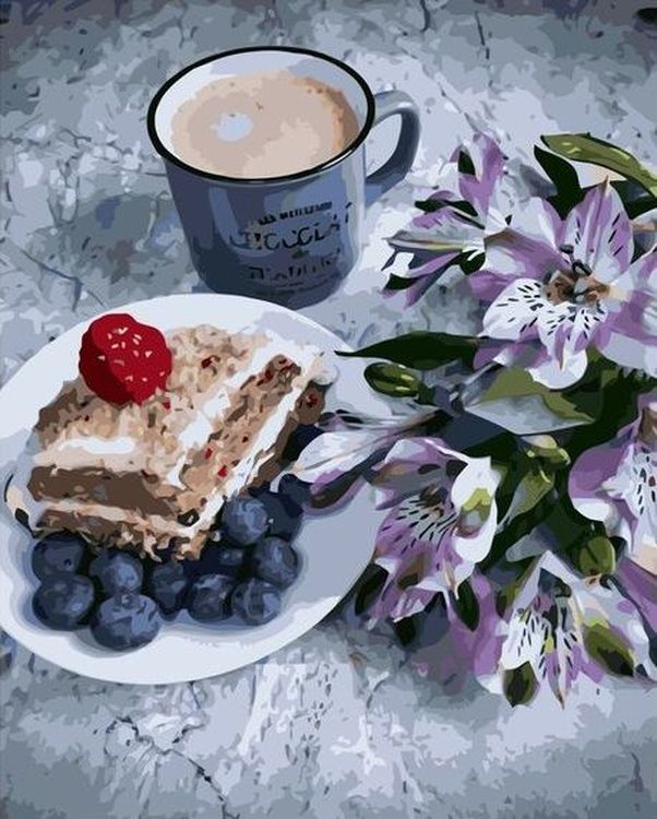 Картина по номерам «Завтрак в кафе»