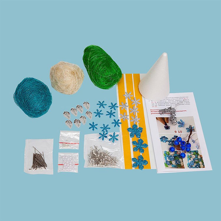 Елочка из сизаля «Мерцание» (голубо-серебрянная) — картинка 2